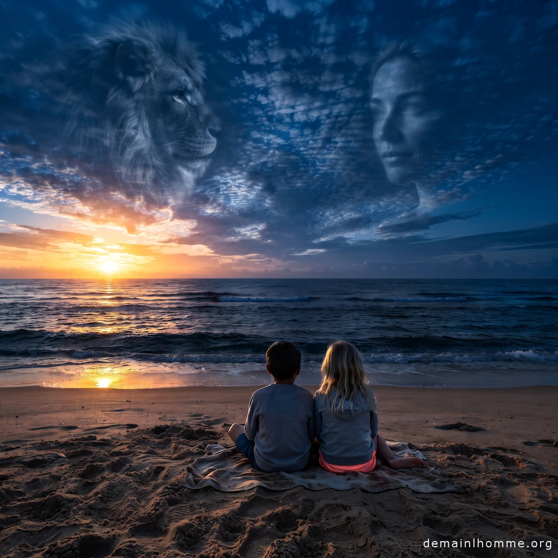 Eau douce - Nuages, océan, et enfants contemplation pareolidexie